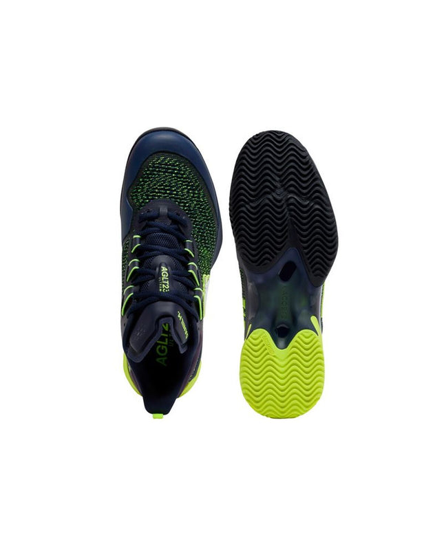 Lacoste Medvedev men's tennis shoes in navy blue with white accents, designed for sport and outdoor tennis play.