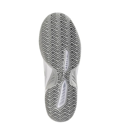 Mizuno Break Shot 5 CC women's tennis shoes in white, designed for sport and outdoor tennis with supportive cushioning.