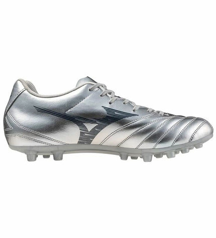 Mizuno Monarcida Neo III Select AG adult football boots with black and white design, suitable for outdoor soccer.