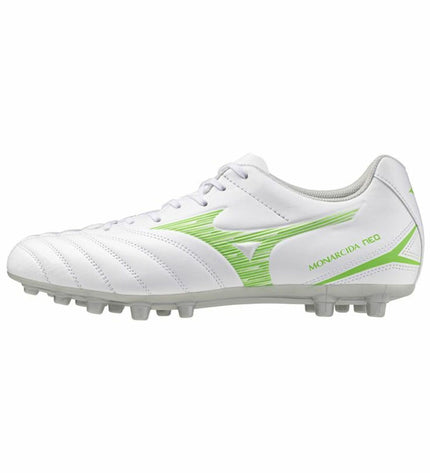 Mizuno Monarcida Neo III Select Ag adult football boots in white for outdoor soccer, sport and outdoor footwear.
