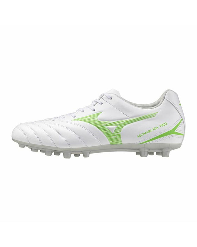 Mizuno Monarcida Neo III Select Ag adult football boots in white for outdoor soccer, sport and outdoor footwear.