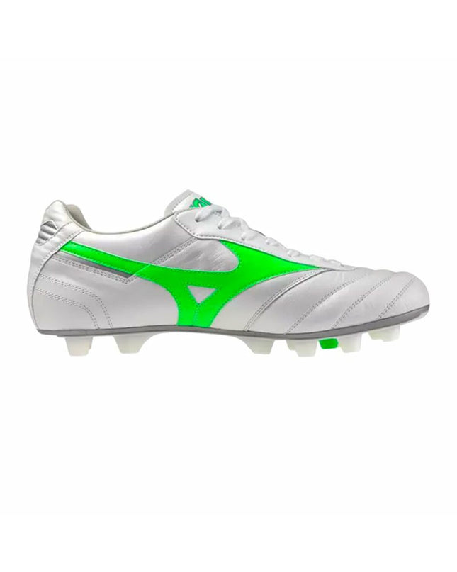 Mizuno Morelia Neo IV Pro AG adult soccer cleats in black with white Mizuno logo, suitable for outdoor football.