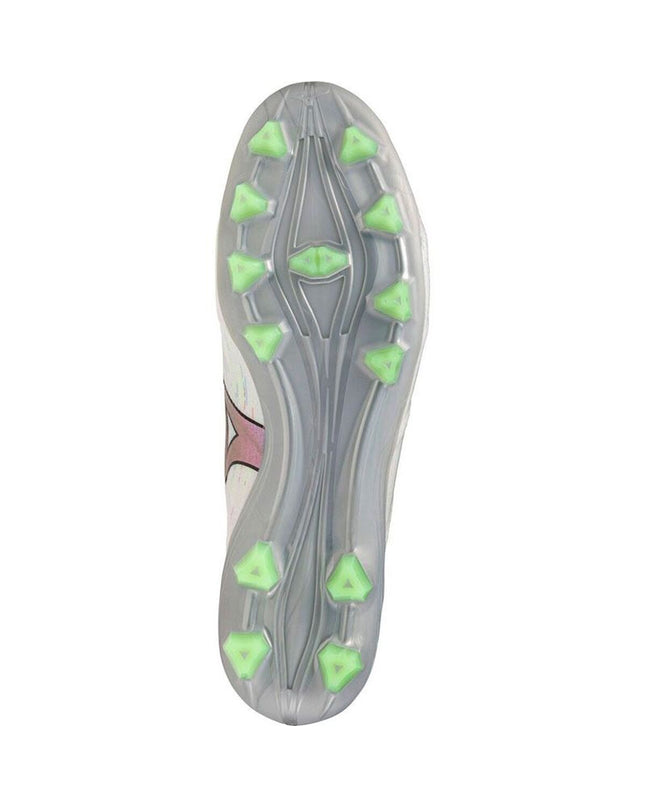 Mizuno Alpha Pro adult football cleats for outdoor soccer, black with white accents, designed for sport and outdoor use.