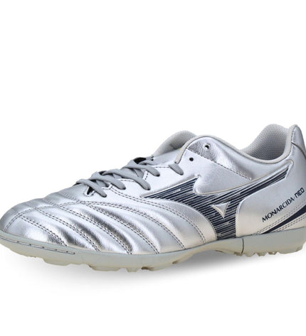 Dark grey Mizuno Monarcida Neo III Select adult football shoes for outdoor soccer, with sporty design and lightweight construction.