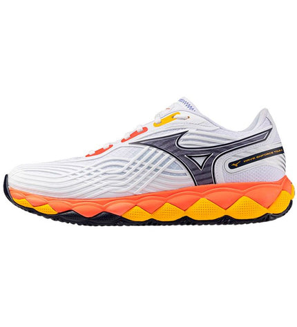 Mizuno Wave Enforce Tour 2 CC adult padel shoes in white with sporty design, suitable for tennis and outdoor sports.