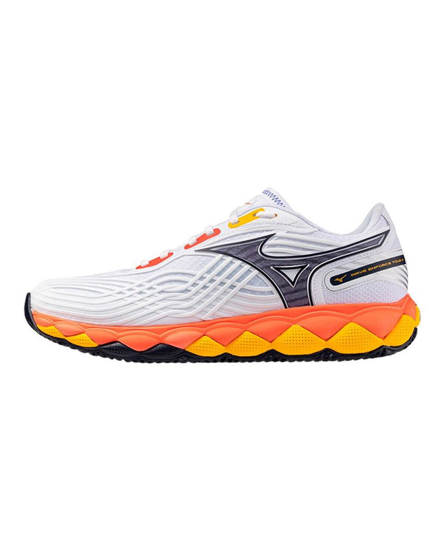 Mizuno Wave Enforce Tour 2 CC adult padel shoes in white with sporty design, suitable for tennis and outdoor sports.