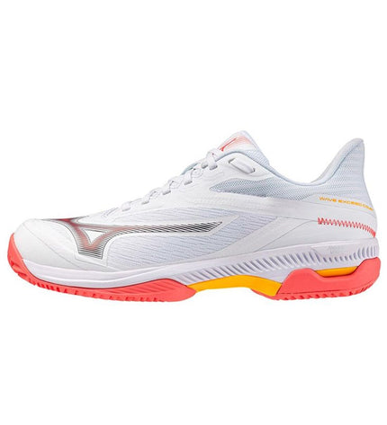 Mizuno Exceed Court Cc adult tennis paddel shoes in white, sport outdoor footwear designed for tennis players.