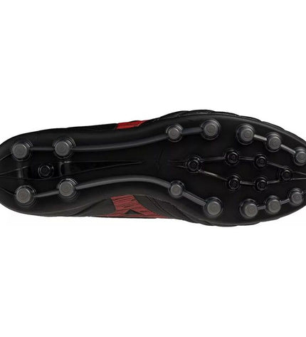 Black Mizuno Morelia Neo IV adult football boots for outdoor soccer, featuring lightweight design and firm ground sole.