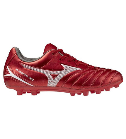 Mizuno Monarcida Neo III adult football shoes for outdoor sport, featuring black and white design with cleats for football playing.