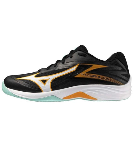 Black Mizuno Thunder Blade volleyball sports shoes with sport and outdoor design, suitable for volleyball gameplay