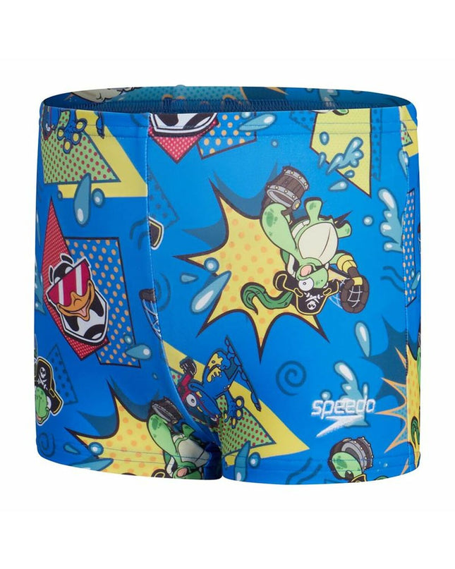 Speedo digital allover aquashort in indigo, kids' swimwear designed for watersports and swimming activities.