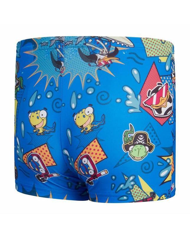 Speedo Digital Allover Aquashort in indigo, children's swimwear for watersports, featuring a vibrant digital print design