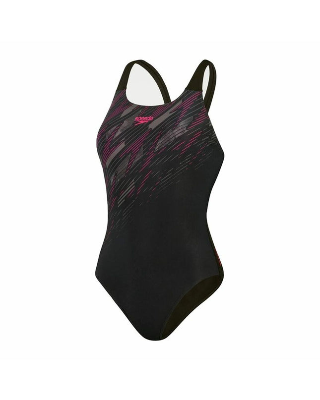 Speedo Hyperboom women's black swimsuit for water sports, featuring a sleek design ideal for swimming and outdoor watersport activities.