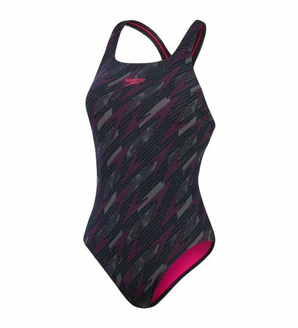 Speedo Hyperboom women's swimsuit for water sports, featuring a sleek design and sporty fit, ideal for swimming and outdoor watersports.