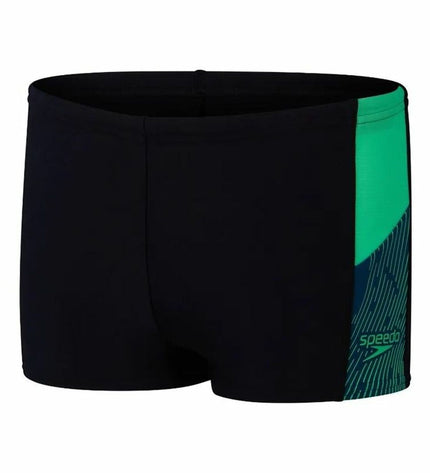 Black Speedo Dive Aquashort for boys, sporty swim trunks designed for watersports and outdoor swimming activities.