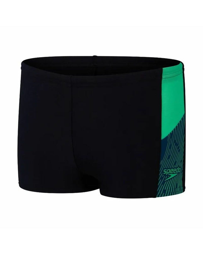 Black Speedo Dive Aquashort for boys, sporty swim trunks designed for watersports and outdoor swimming activities.