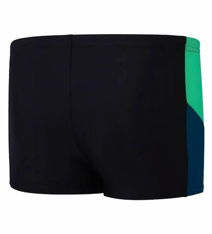 Black boys' swim shorts by Speedo with the Dive Aquashort design, suitable for water sports and outdoor swimming.