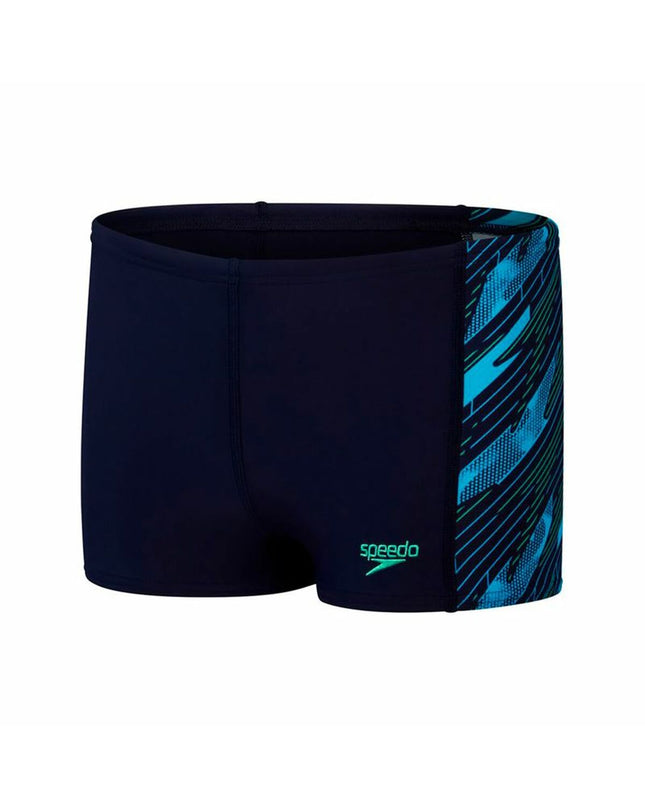 Speedo Aquashort in black, children's swim shorts for water sports, shown in a close-up image.