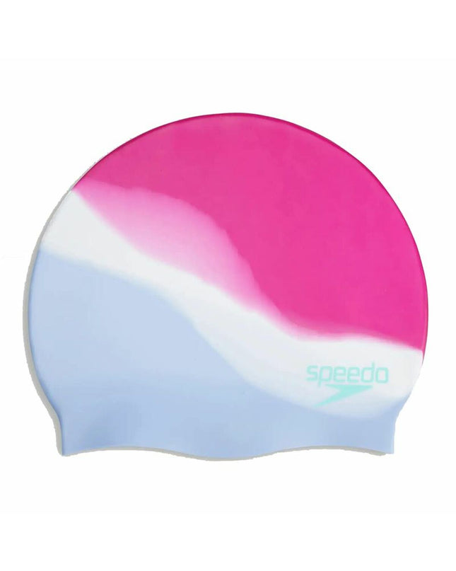 Speedo fuchsia swim cap for water sports and outdoor activities, made for comfort and durability.