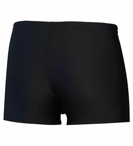 Black men's swim brief by Speedo, suitable for sports and outdoor watersports, shown on a mannequin.