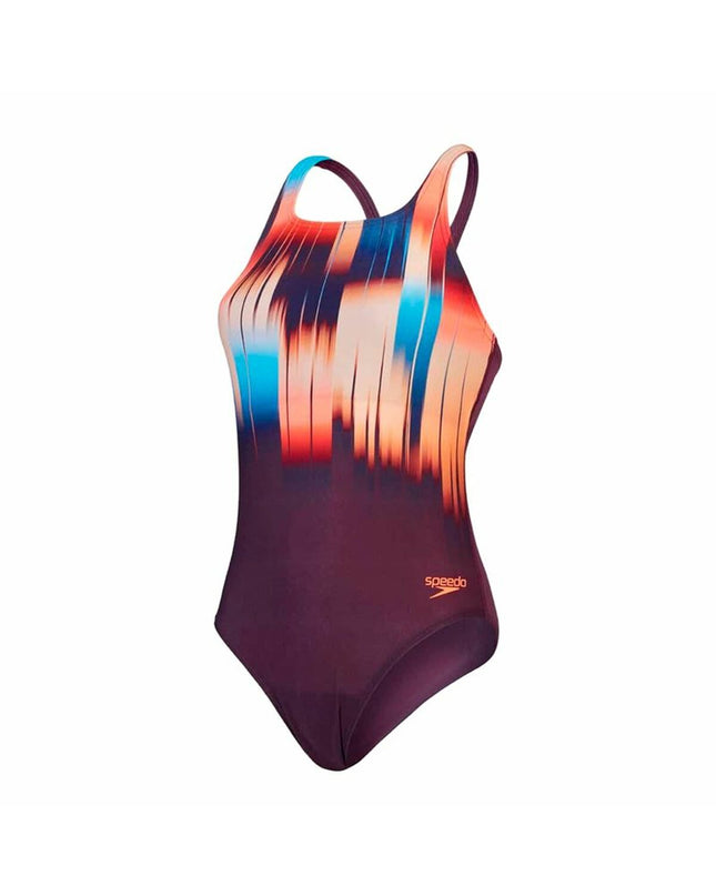 Purple Speedo women's swimsuit for water sports, featuring a sleek, sport-ready design perfect for swimming and outdoor aquatic activities.