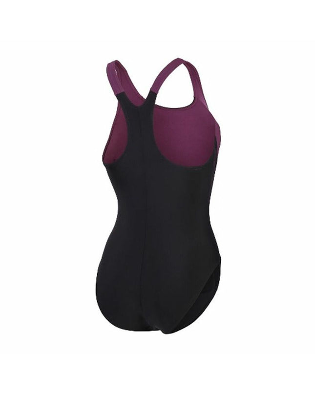 Speedo Hyperboom Splice purple women's swimsuit for water sports, featuring a sleek, athletic design perfect for swimming and outdoor activities.