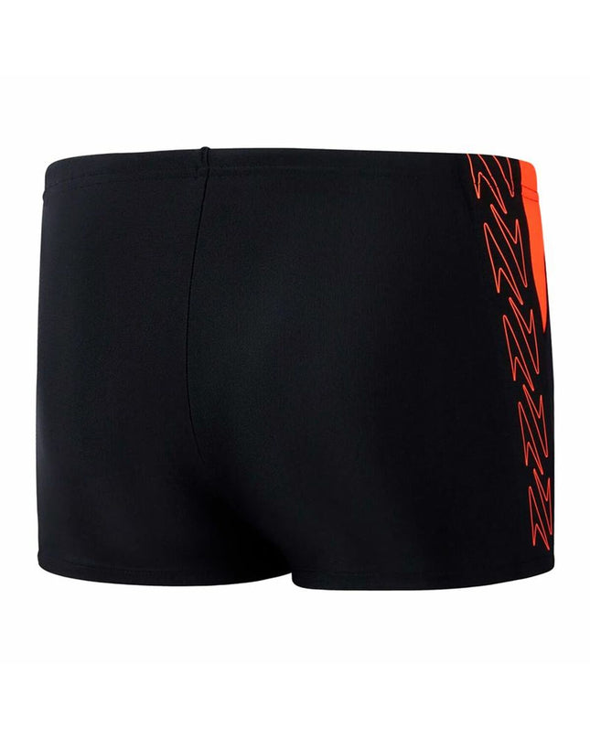 Speedo Hyperboom Splice black kids' swimwear, sporty one-piece swimsuit for watersports and outdoor swimming.