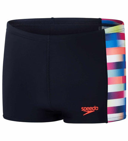 Speedo Aquashort multicolour kids' swim shorts for water sports and outdoor swimming, featuring a vibrant, sporty design.