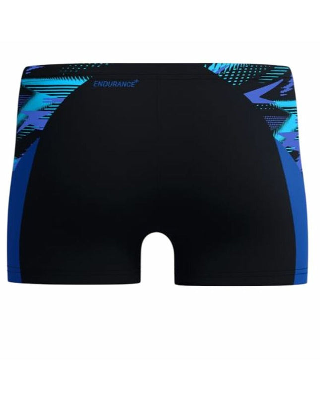 Black Speedo Endurance+ MAX Splice aquashort for men, suitable for watersports and swimming, with a sleek, sporty design.