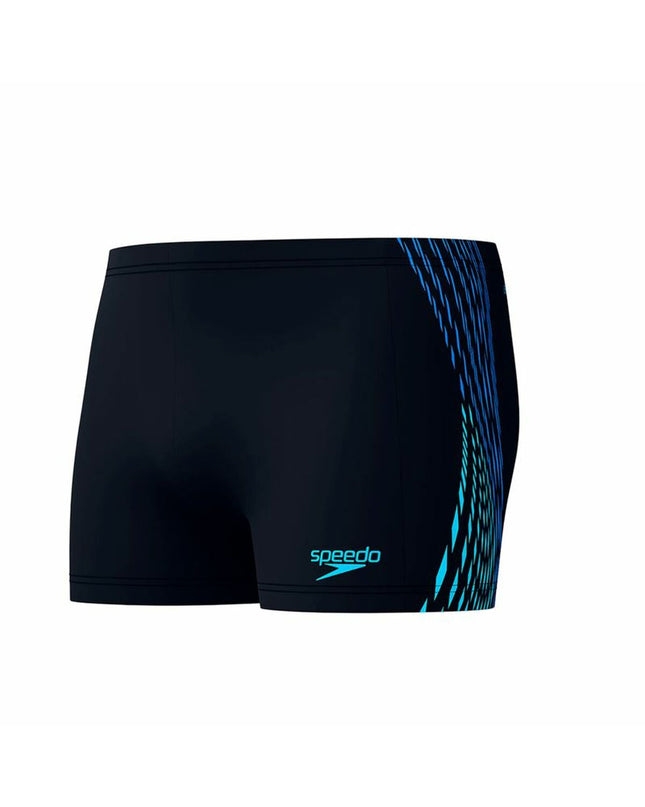 Black Speedo Tech Panel Aquashort men's swim brief for sport and outdoor watersports, featuring a sleek design and technical panel.