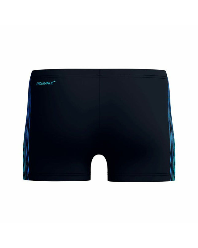 Black Speedo Tech Panel Aquashort men's swim brief featuring sleek design and sporty panels for water sports and outdoor swimming.