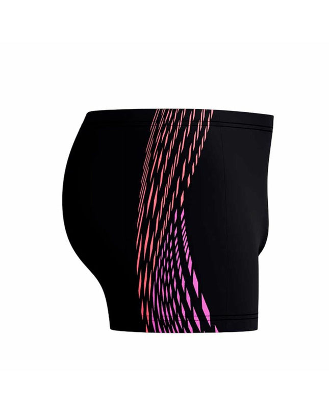 Speedo men's black Tech Panel Aquashort swim brief for watersports, featuring sporty design and quick-dry fabric.