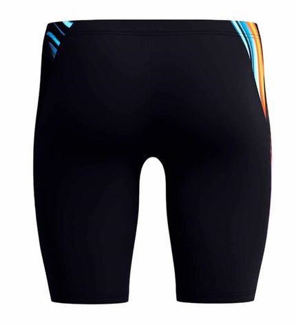 Black Speedo digital V-cut jammer men's swim brief for water sports, featuring a sleek design with a close fit.
