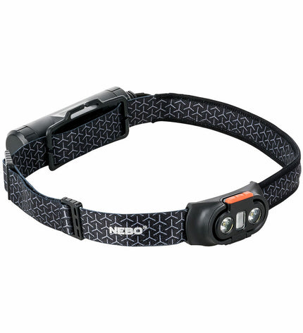 Nebo Einstein™ 1000 Flex LED headlamp for outdoor activities, featuring adjustable straps and bright 1000 lumens for camping and hiking.