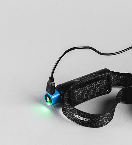Nebo Einstein™ 1000 LED headlamp for outdoor activities, featuring adjustable strap and bright 1000 Lumen beam for camping and hiking.