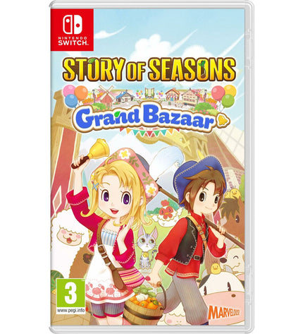 Just For Games Story of Seasons Grand Bazaar Switch videogame cartridge for plug-and-play electronic game console.