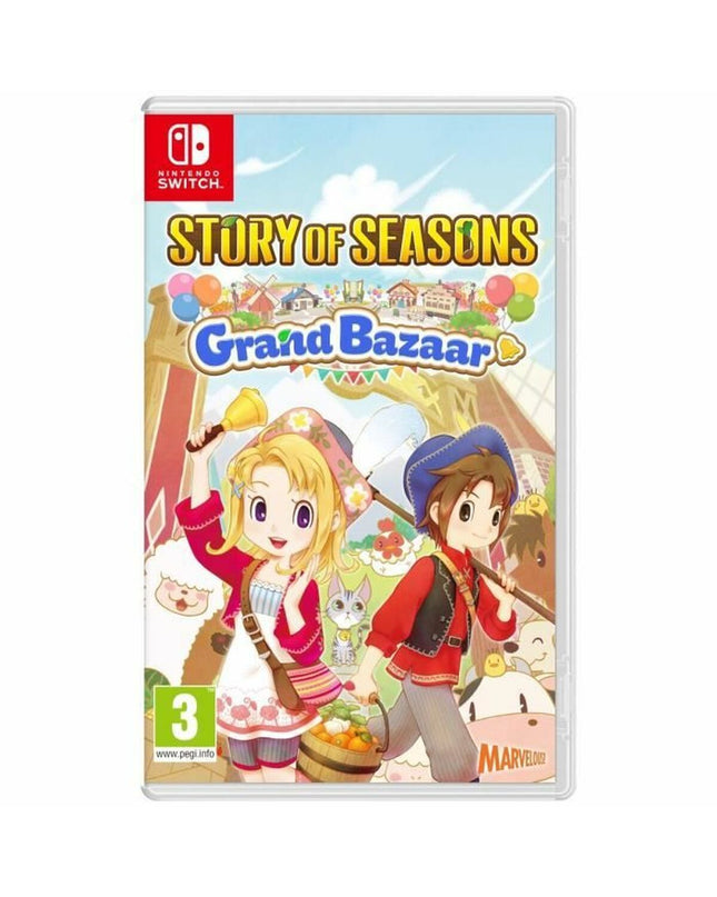Just For Games Story of Seasons Grand Bazaar Switch video game cartridge for electronic plug-and-play console.