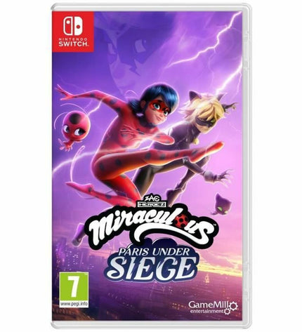 Just For Games Miraculous Paris Under Siege Switch videogame cartridge with colorful cover art.