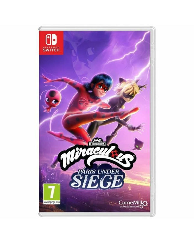 Just For Games Miraculous Paris Under Siege Switch videogame cartridge with colorful cover art.