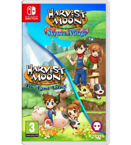 Just For Games Harvest Moon The Lost Valley & Skytree Village Switch video game for Plug & Play consoles, featuring colorful game artwork.