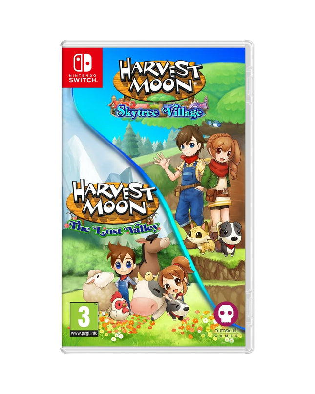Just For Games Harvest Moon The Lost Valley & Skytree Village Switch video game for Plug & Play consoles, featuring colorful game artwork.