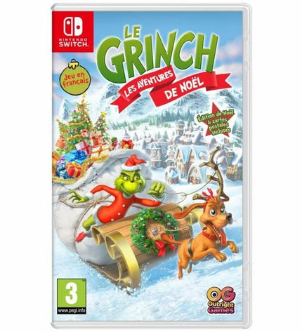 Bandai Namco Le Grinch: Les Aventures de Noël Switch video game cartridge for plug-and-play console, featuring Grinch holiday adventure.