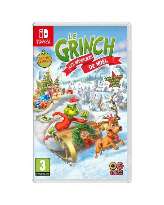 Bandai Namco Le Grinch: Les Aventures de Noël Switch video game cartridge for plug-and-play console, featuring Grinch holiday adventure.