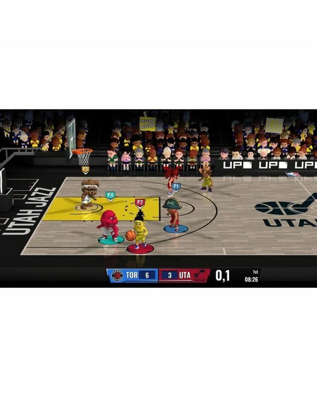 Just For Games NBA Bounce Switch video game cartridge for plug-and-play electronic game console, featuring basketball gameplay.