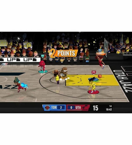 Just For Games NBA Bounce Switch video game cartridge for plug-and-play electronic game console, featuring basketball gameplay.
