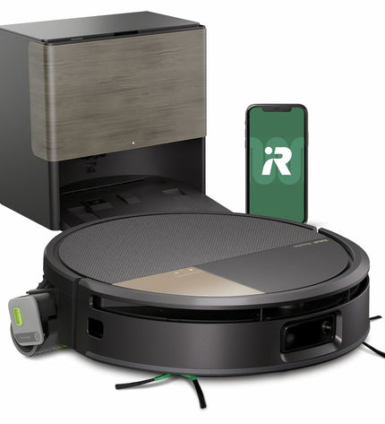 Roomba 705 MAX COMBO+ robot vacuum cleaner on a hardwood floor, designed for home cleaning and floor maintenance.