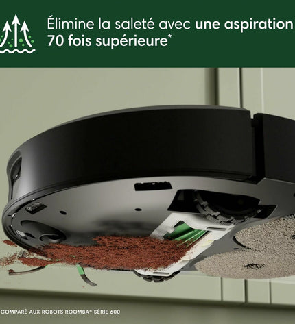 iRobot robot stofzuiger with 5000 mAh battery cleaning floors in a modern home, designed for efficient vacuuming and floor maintenance.