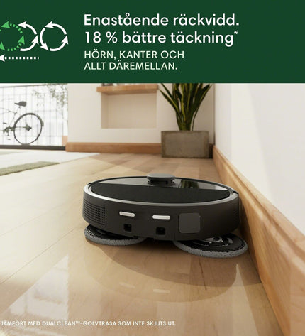 iRobot robot stofzuiger with 5000mAh battery, designed for home cleaning, floor and window maintenance, in a modern living space.
