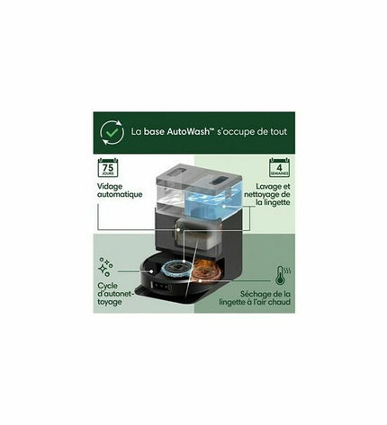 iRobot robot stofzuiger with 5000 mAh battery, cleaning floors and surfaces in a home setting.
