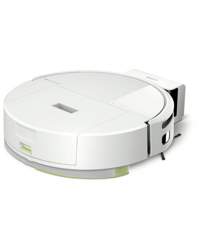 iRobot robot stofzuiger voor huis schoonmaken, visueel van de ronde robot op de vloer met sensor details zichtbaar